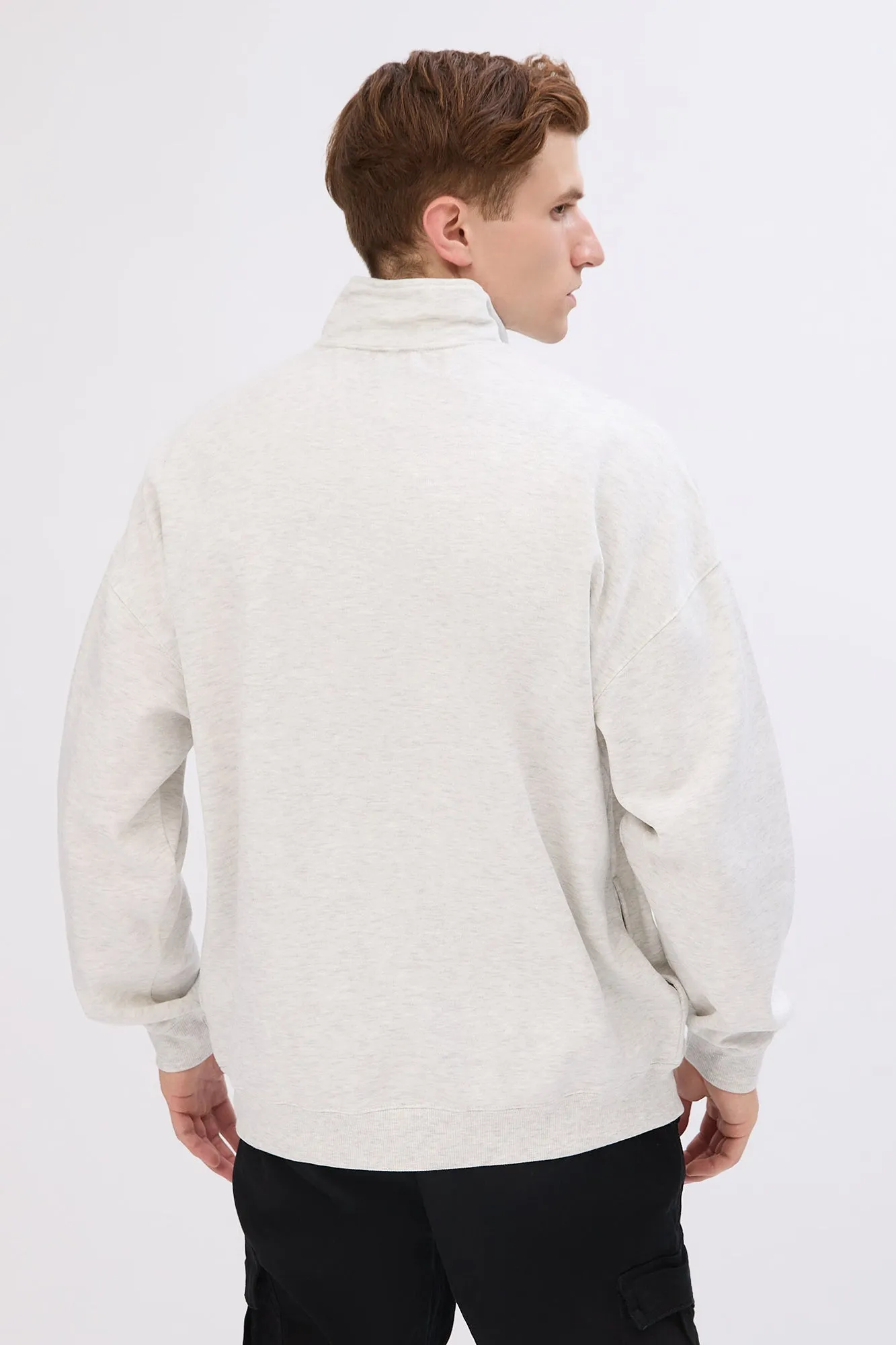 Aéropostale Small Print Mock Neck Quarter-Zip Sweatshirt