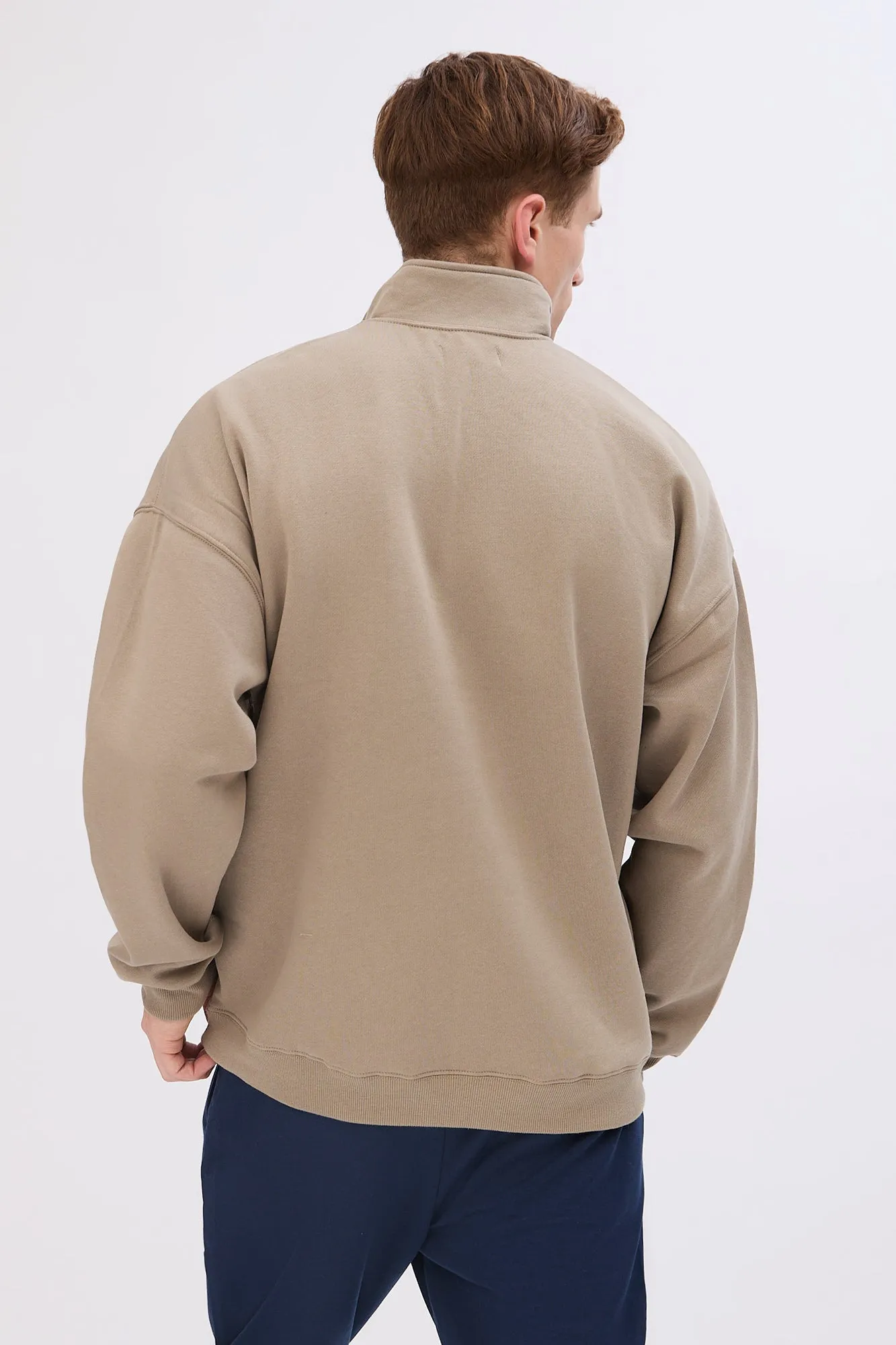 Aéropostale Small Print Mock Neck Quarter-Zip Sweatshirt