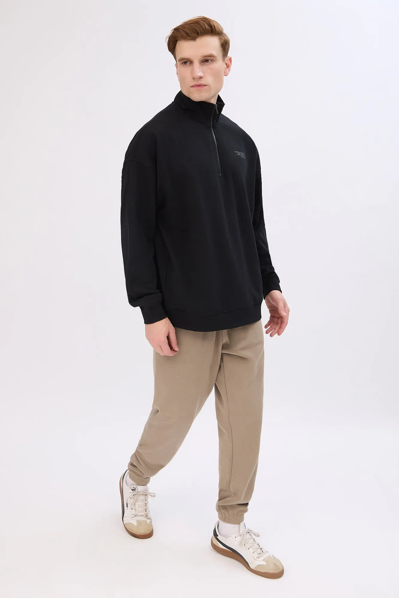 Aéropostale Small Print Mock Neck Quarter-Zip Sweatshirt