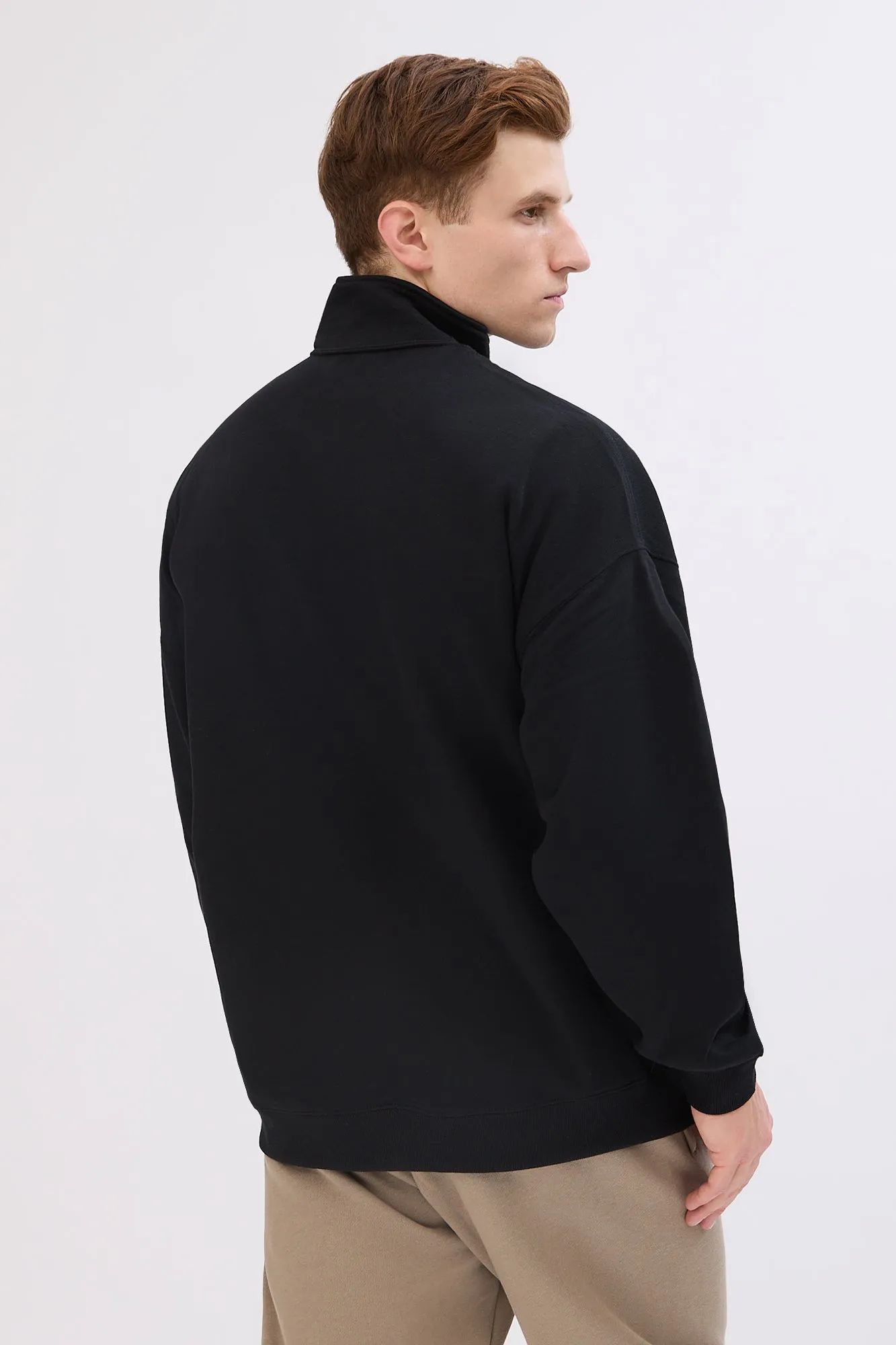 Aéropostale Small Print Mock Neck Quarter-Zip Sweatshirt