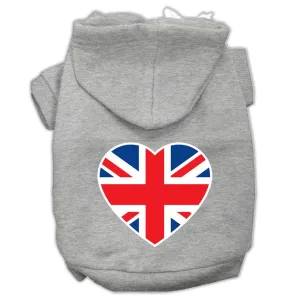 British Flag Heart Screen Print Pet Hoodies Grey Size Xxl (18)