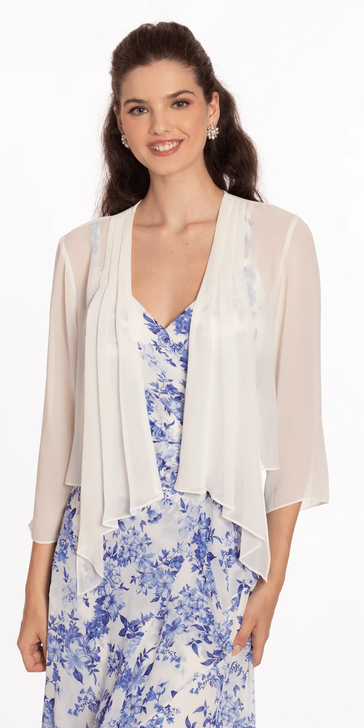 Chiffon Drape Front Jacket with Sleeves