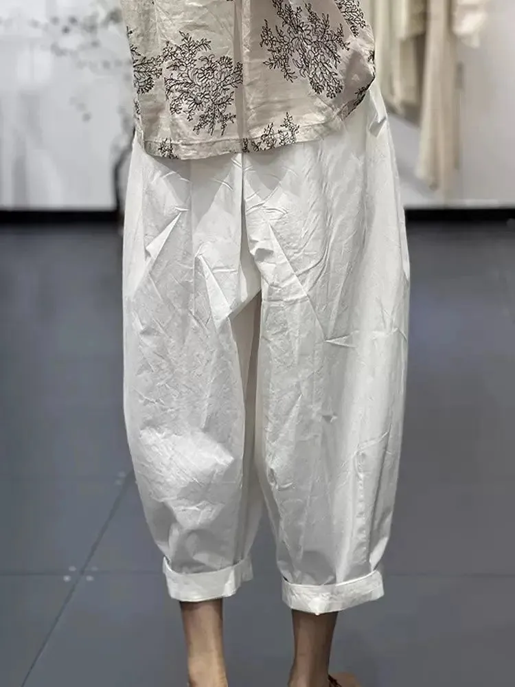 harem pants women Summer white cotton Trousers