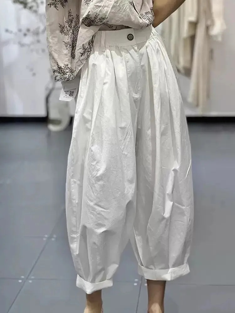 harem pants women Summer white cotton Trousers