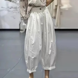 harem pants women Summer white cotton Trousers