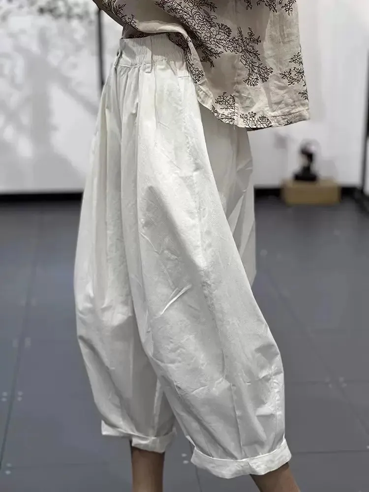 harem pants women Summer white cotton Trousers