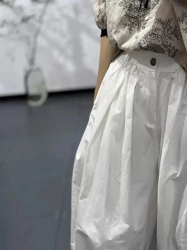 harem pants women Summer white cotton Trousers