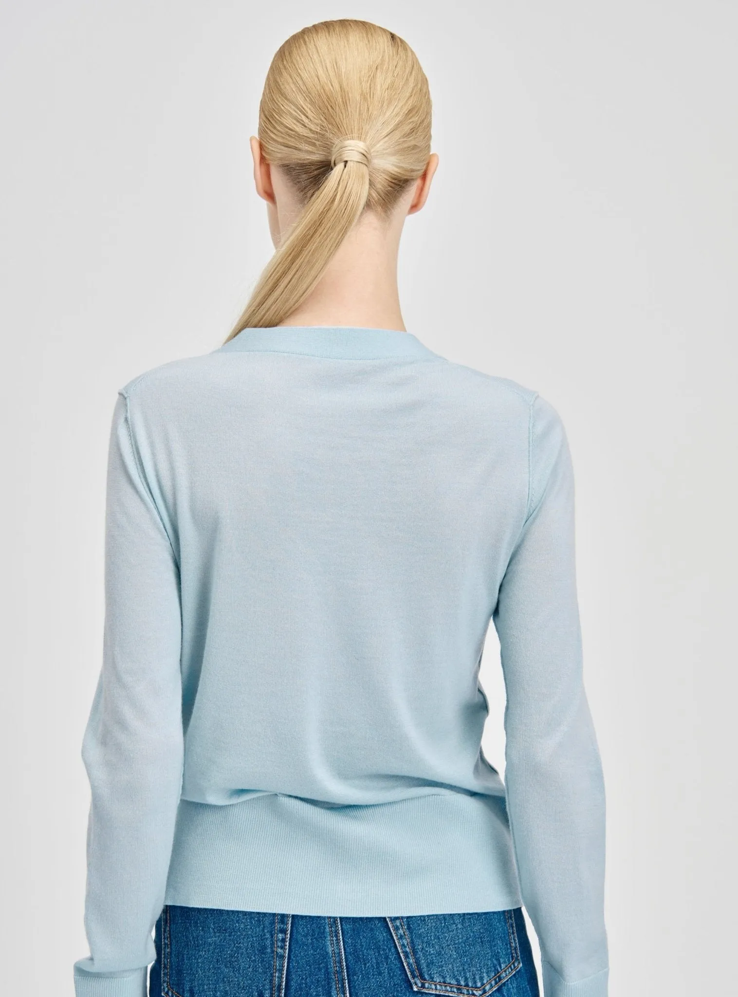 LEMAIRE wool double layer cardigan (Blue)