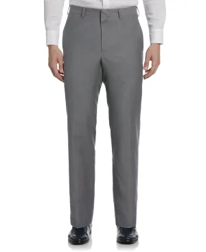 Linen-Blend Flat Front Pants - Gray