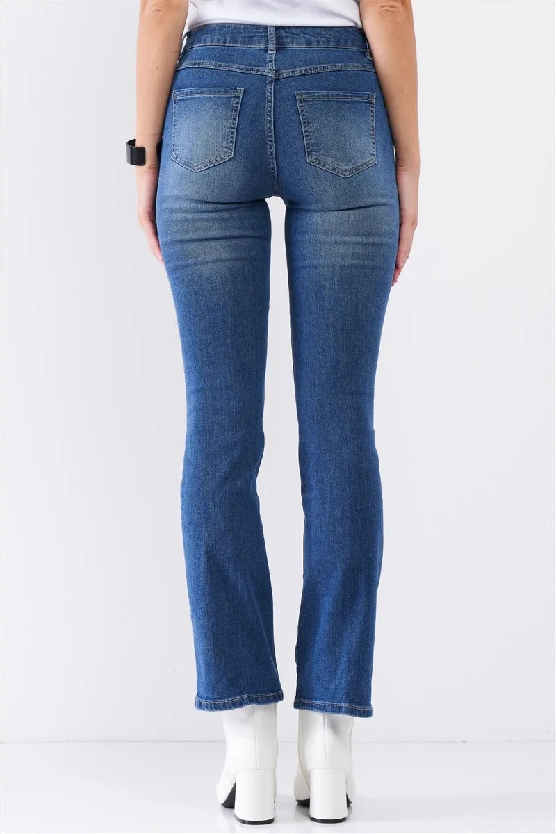 Medium Blue Denim High Waisted Skinny Boot Recycled Jeans
