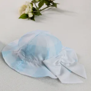 Meia Pata Girls Bow Blue Chess Sun Hat