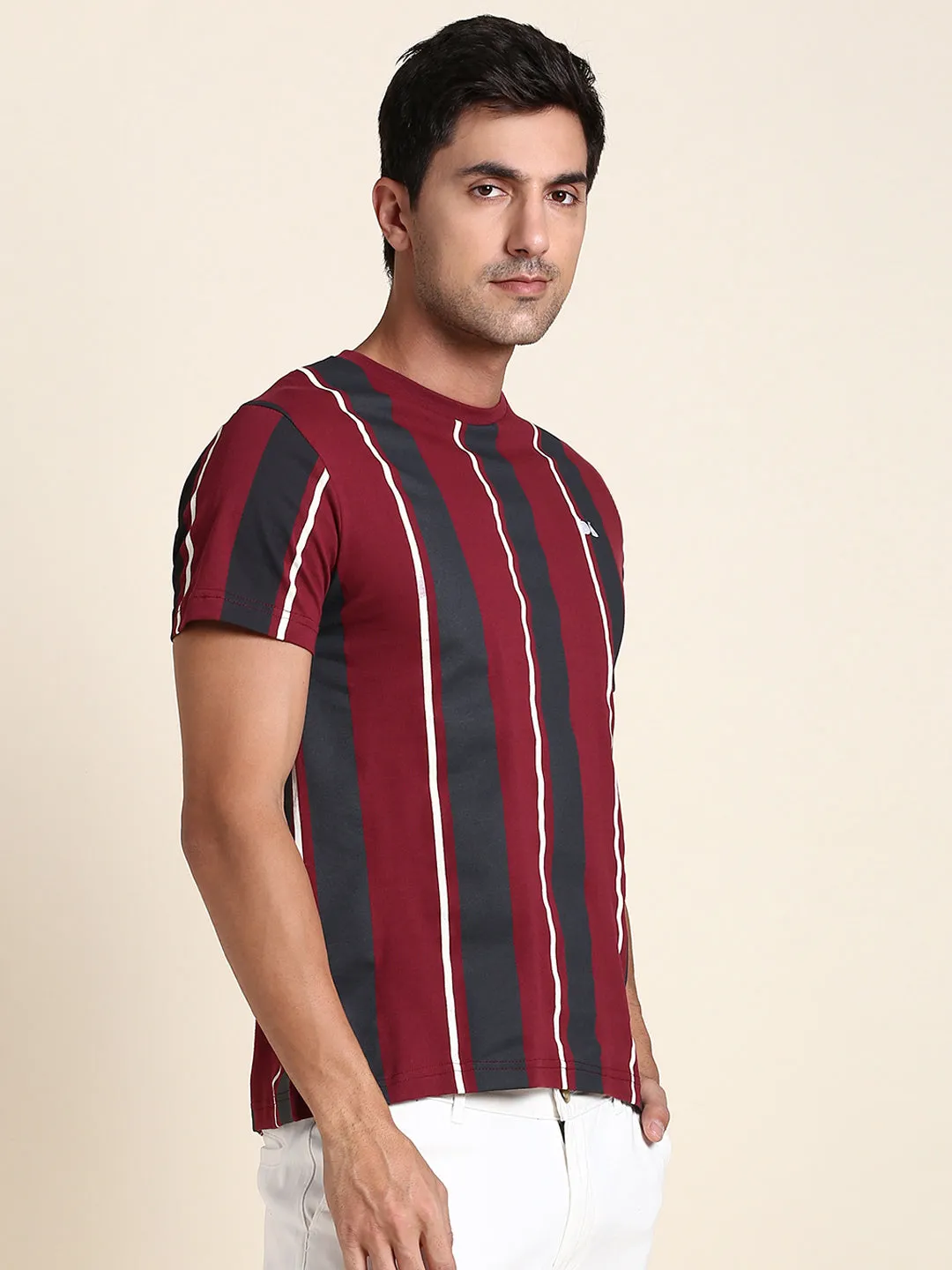 Men's Maroon Tshirts Wardrobe Essentials Soft And Stretchy Fabric
