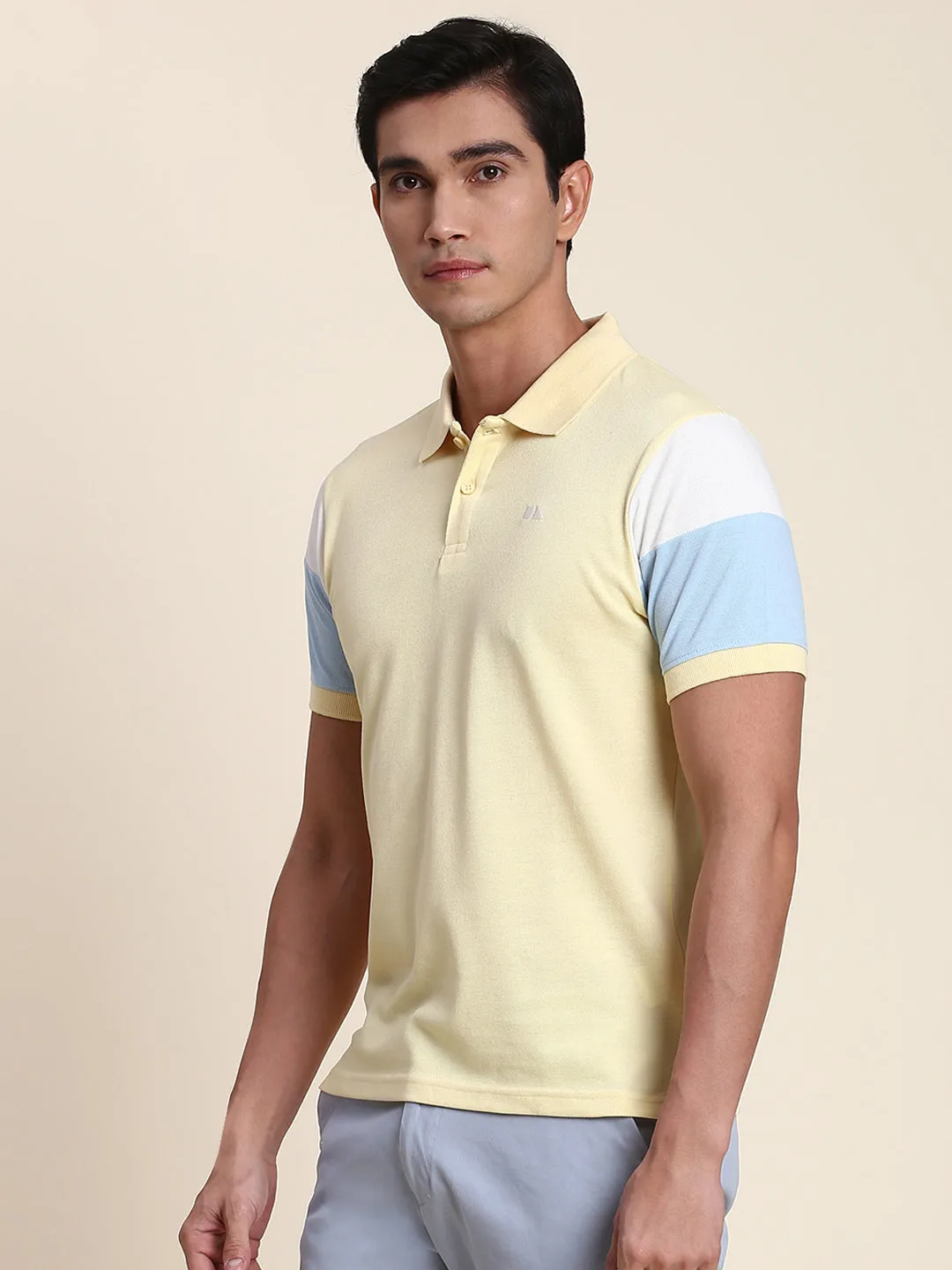Men's Soft And Stretchy Fabric Yellow Casual Polo Tshirt