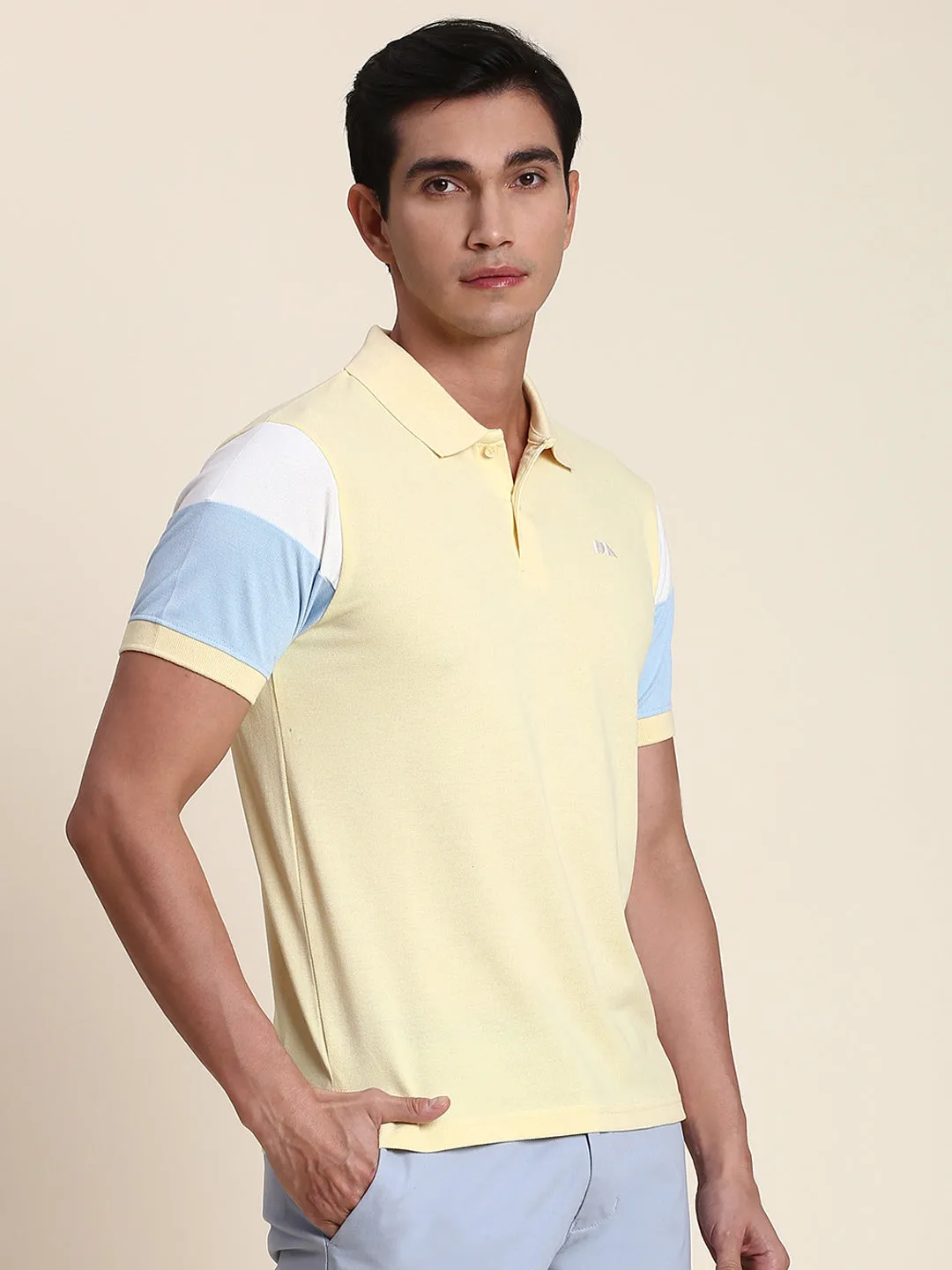 Men's Soft And Stretchy Fabric Yellow Casual Polo Tshirt