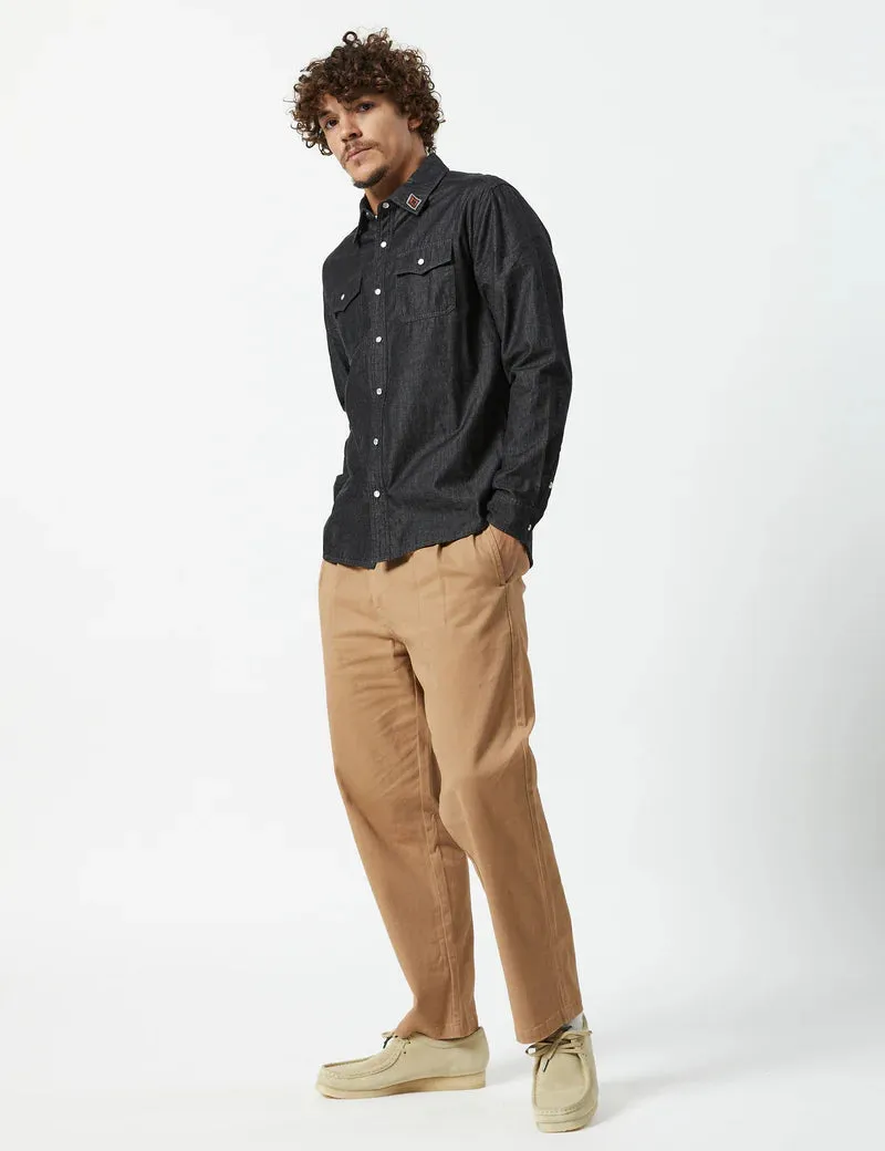 Mr Simple Rancho L/S Shirt Black Chambray