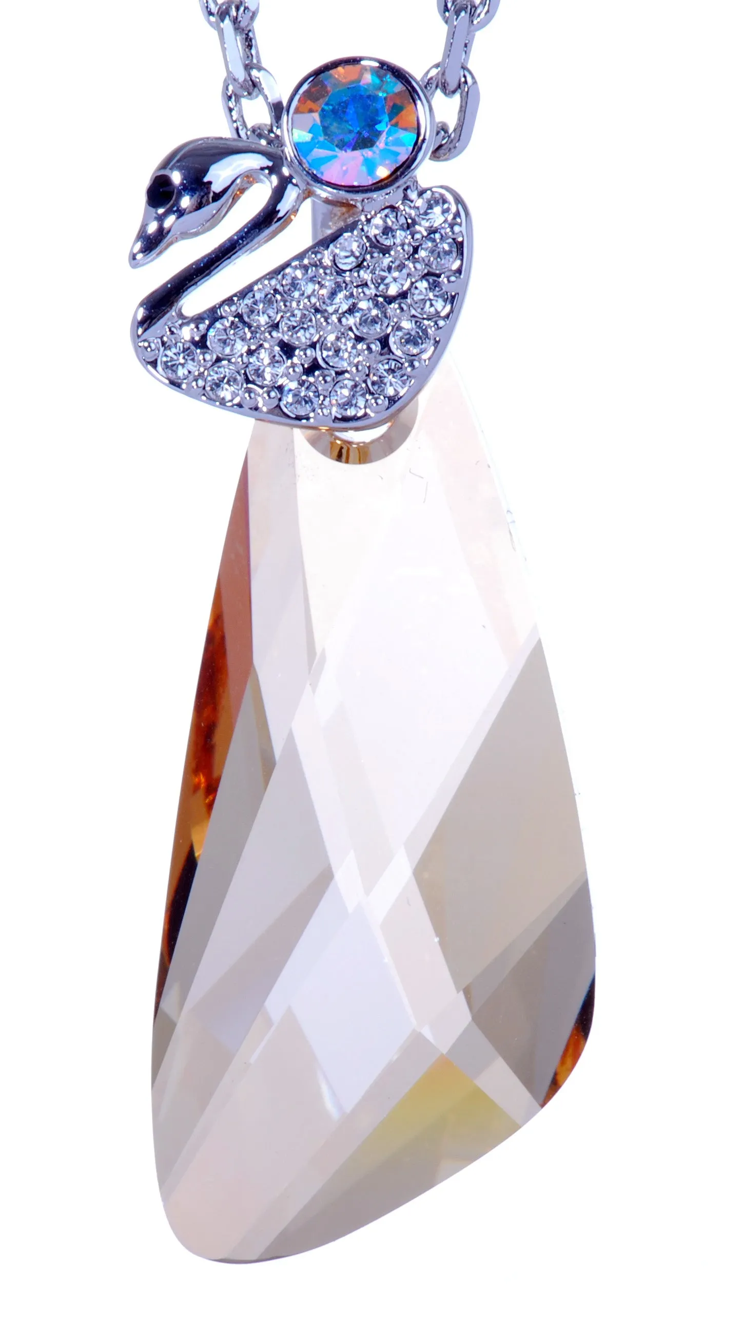 N7193  Swarovski Swan Pendant Necklace Crystal/Gold