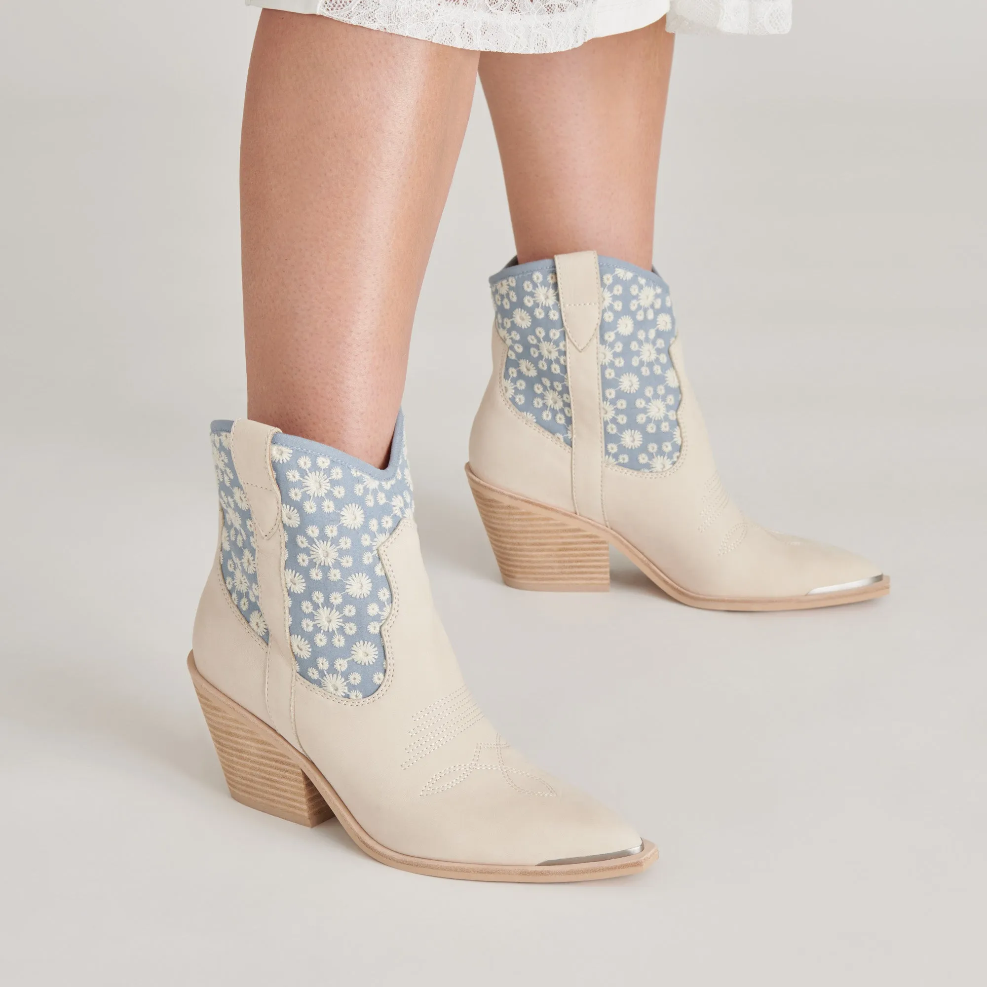 NASHE BOOTIES BLUE FLORAL NUBUCK