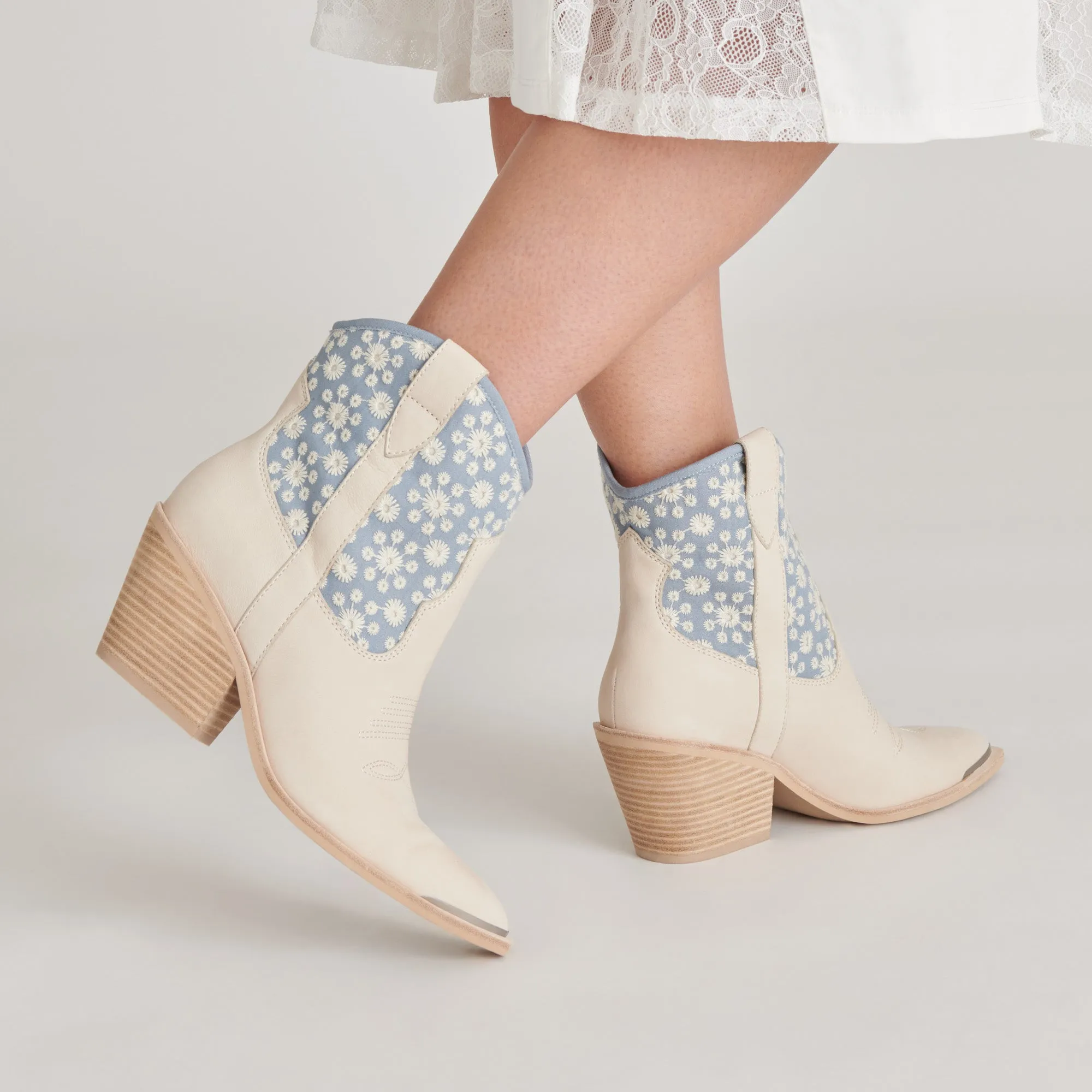 NASHE BOOTIES BLUE FLORAL NUBUCK