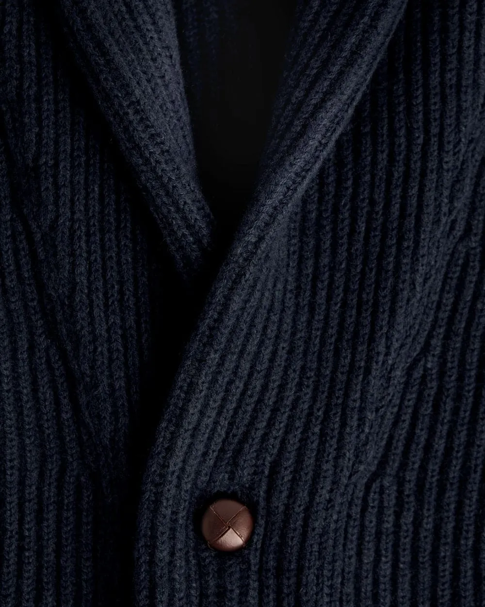 Navy Shawl Collar Lambswool Cardigan