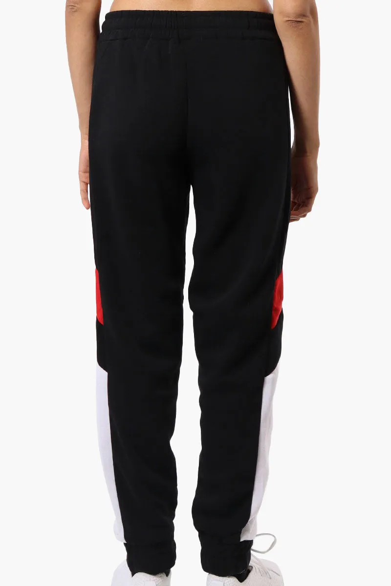 New Look Race Side Print Fleece Joggers - Black