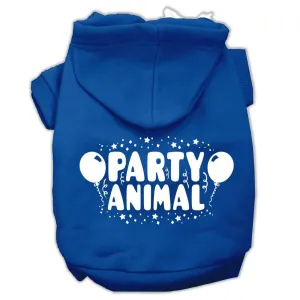 Party Animal Screen Print Pet Hoodies Blue Size XS (8)