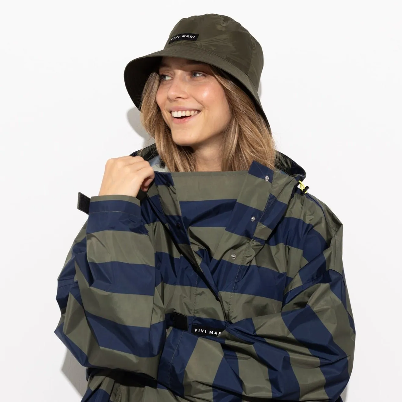 Raincoat bold stripes - navy/olive