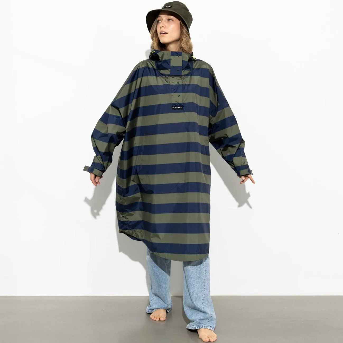 Raincoat bold stripes - navy/olive