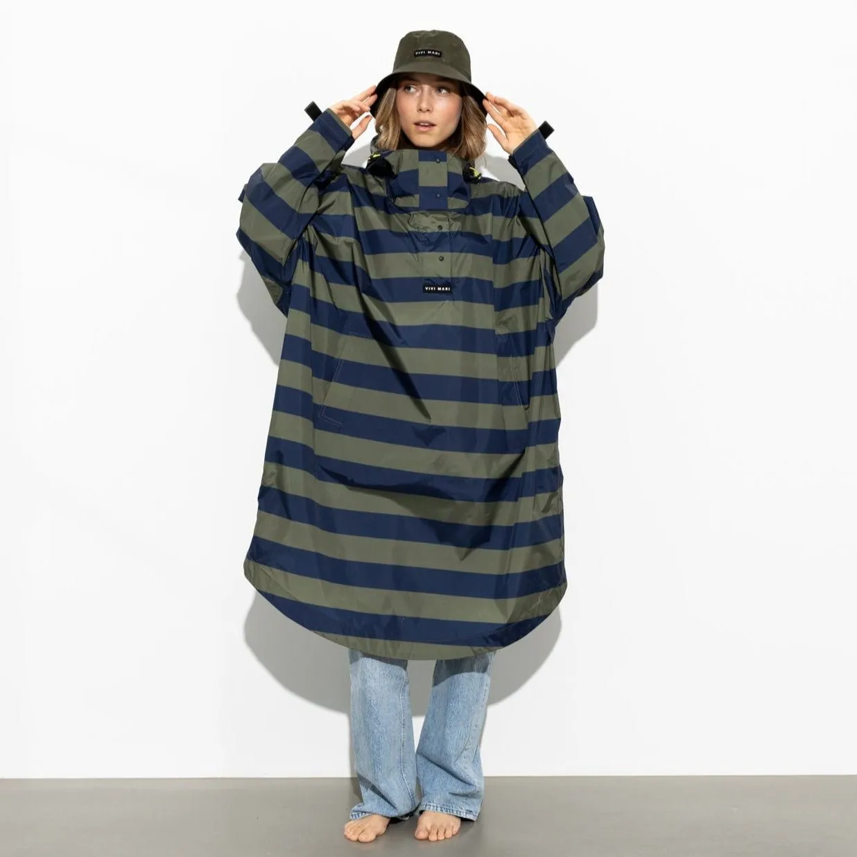 Raincoat bold stripes - navy/olive