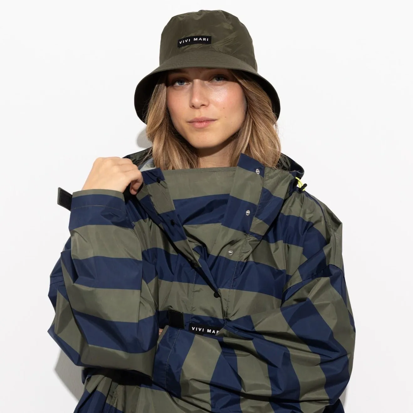 Raincoat bold stripes - navy/olive