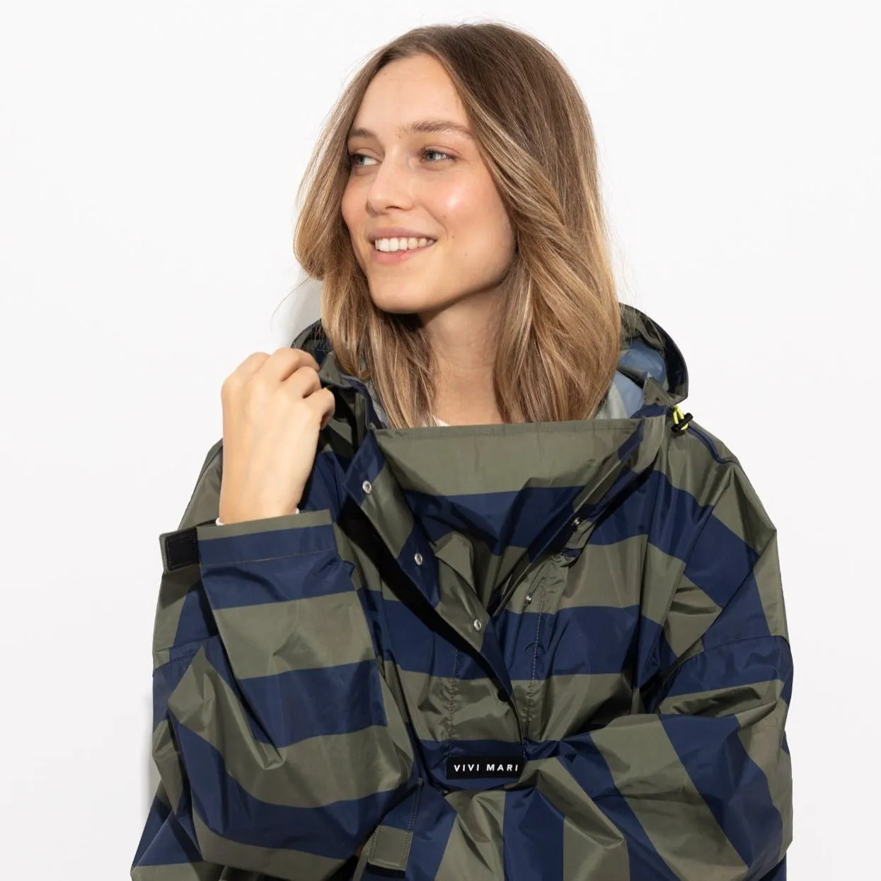 Raincoat bold stripes - navy/olive