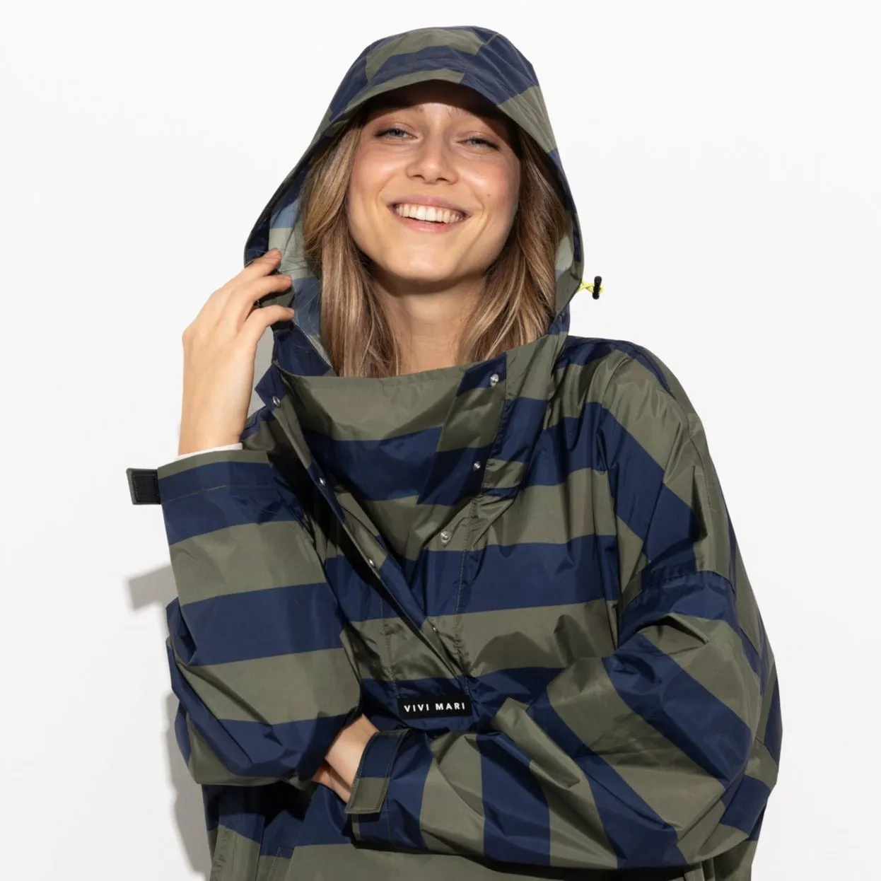 Raincoat bold stripes - navy/olive