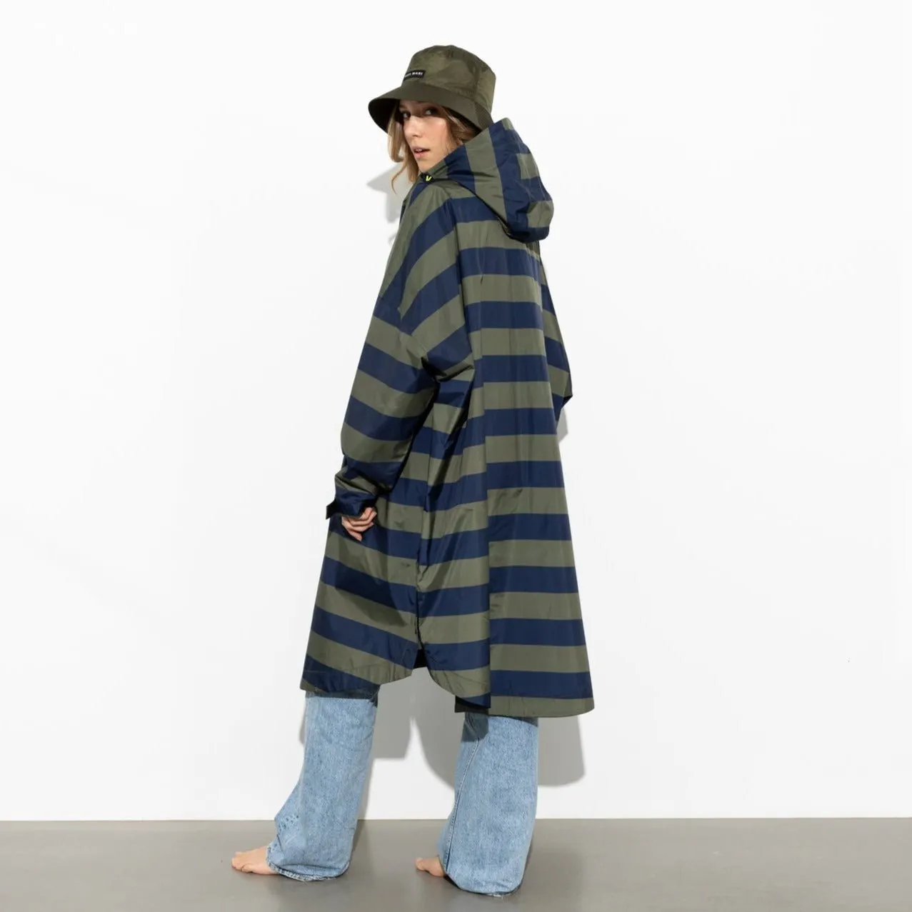 Raincoat bold stripes - navy/olive