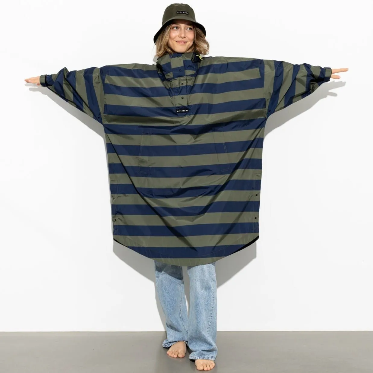 Raincoat bold stripes - navy/olive