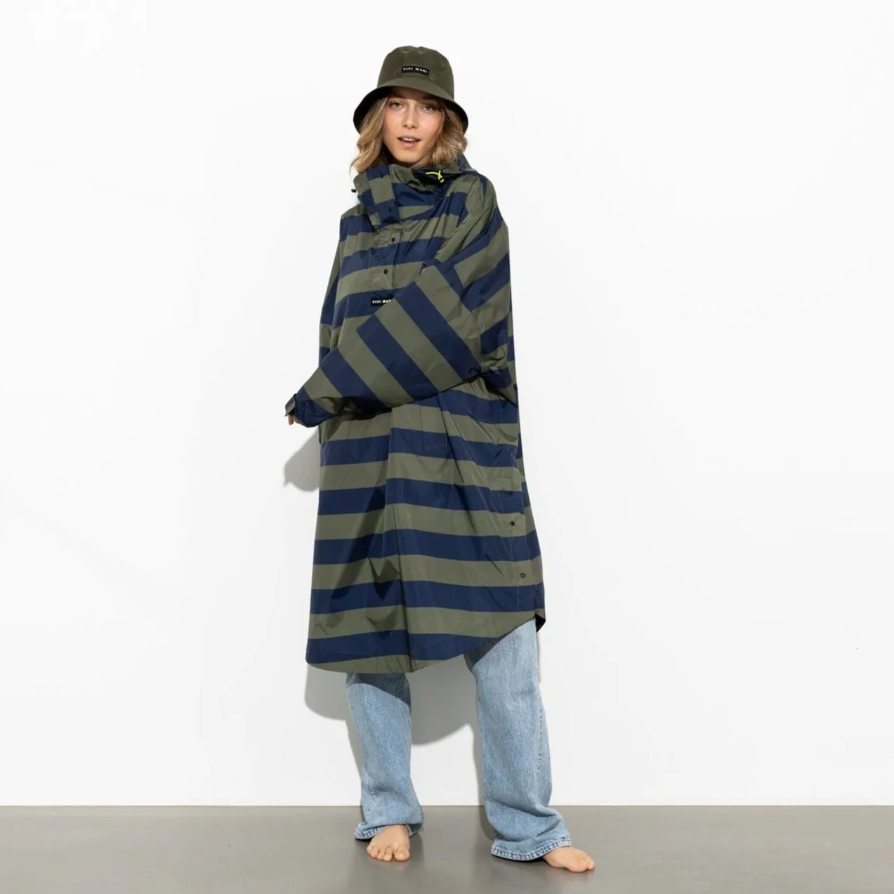 Raincoat bold stripes - navy/olive