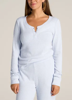 Ribbed Henley Top for Tall Women in Bluebird Mix