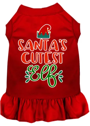 Santa's Cutest Elf Screen Print Dog Dress Red Xxxl