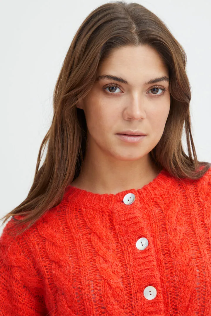Sophia Wool/Alpaca Blend Cardigan - Cherry Tomato