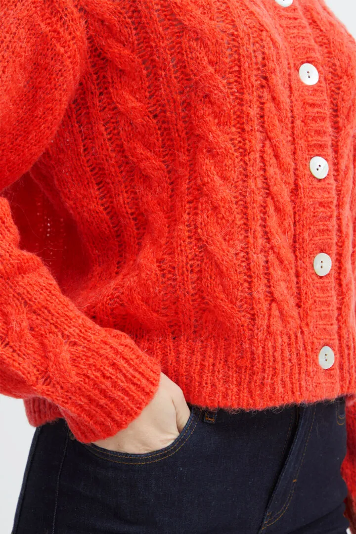 Sophia Wool/Alpaca Blend Cardigan - Cherry Tomato
