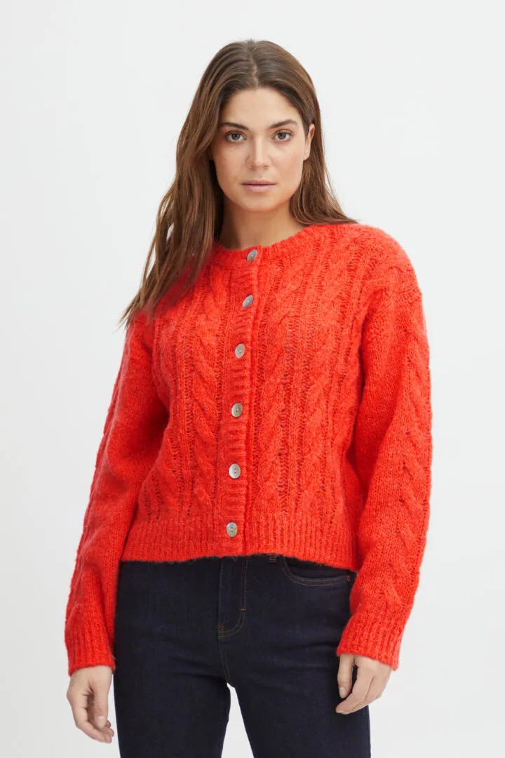 Sophia Wool/Alpaca Blend Cardigan - Cherry Tomato
