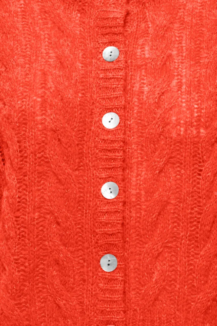 Sophia Wool/Alpaca Blend Cardigan - Cherry Tomato