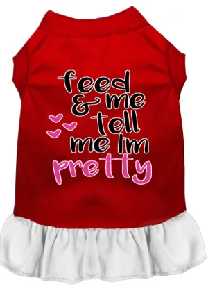 Tell Me I'm Pretty Screen Print Dog Dress Red With White Sm (10)