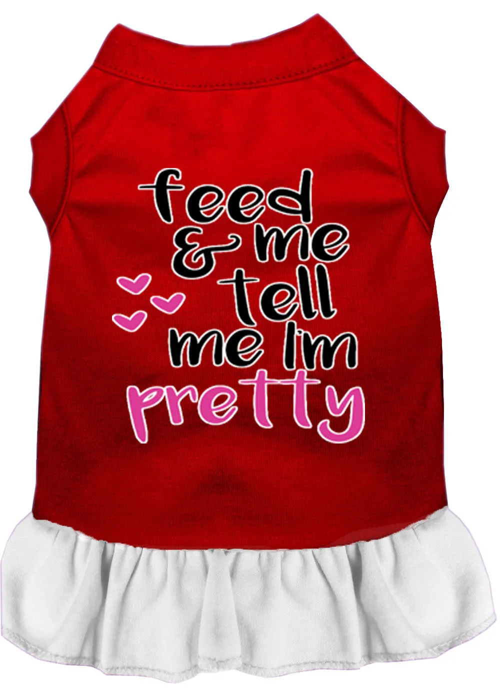 Tell Me I'm Pretty Screen Print Dog Dress Red With White Sm (10)